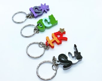 Bulk Order Multi-colour Personalised Initial Keyring, Letter Key Ring, Gifts under 5, Party Bag Filler, 3D printed keychain,Keychain Favours