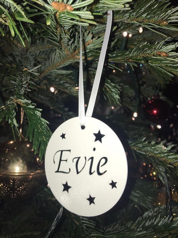 Personalised christmas tree decorations etsy Clearance