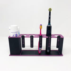 Personalisierter Zahnbürstenhalter, Zahnbürstenständer für 5, 4, 3, 2, 1 Zahnbürsten, für elektrische und nicht elektrische Zahnbürsten