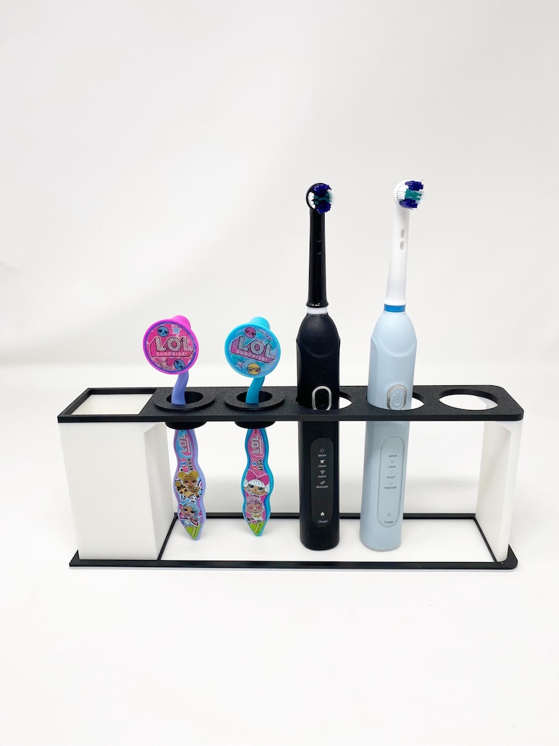 Personalised Toothbrush holder, Toothbrush stand for 5, 4, 3, 2, 1 toothbrushes, Holds electric and non electric toothbrushes image 4