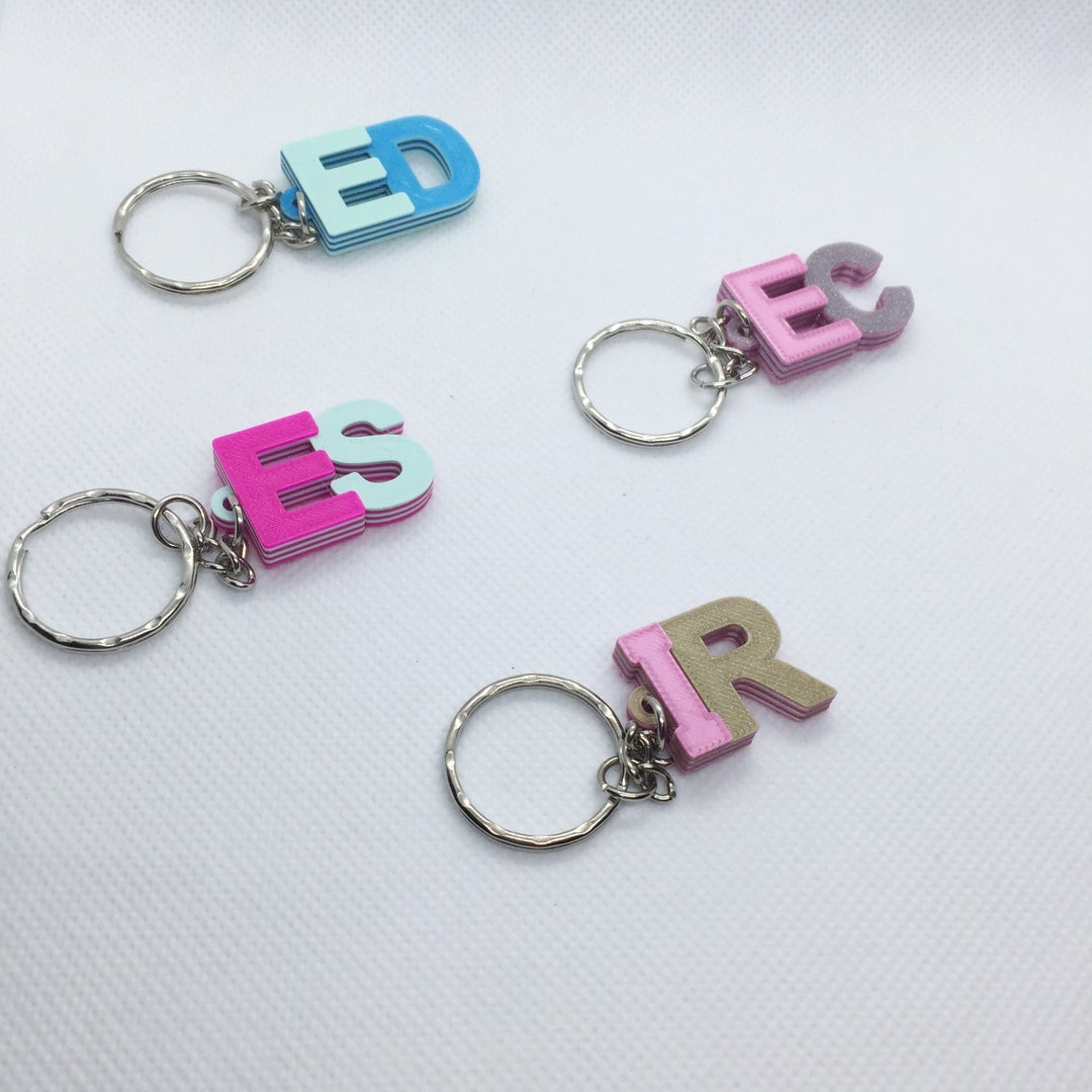Key Rings With Initials Bulk Order Multi-colour Personalised Initial Keyring, Letter Key Ring ...