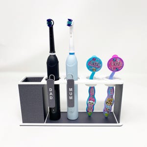Personalised Toothbrush holder, Toothbrush stand for 5, 4, 3, 2, 1 toothbrushes, Holds electric and non electric toothbrushes image 2