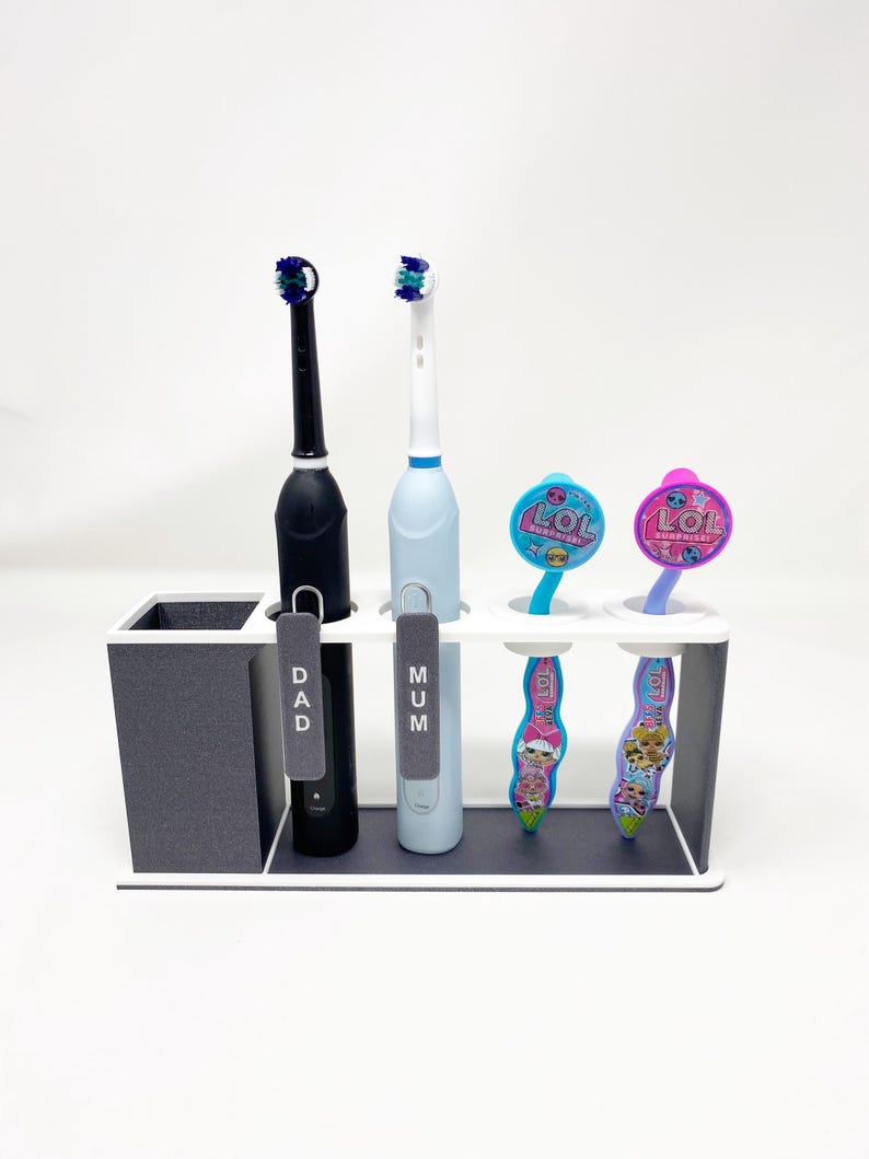 Personalised Toothbrush holder, Toothbrush stand for 5, 4, 3, 2, 1 toothbrushes, Holds electric and non electric toothbrushes image 2