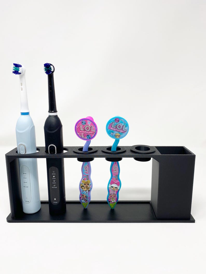 Personalised Toothbrush holder, Toothbrush stand for 5, 4, 3, 2, 1 toothbrushes, Holds electric and non electric toothbrushes image 7