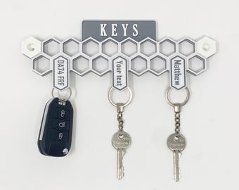 Personalised Key Holder, Key hook rack, Key Holder with Hooks, Personalised Keys, Key holder for wall, Custom Key Rail, Custom Key rack