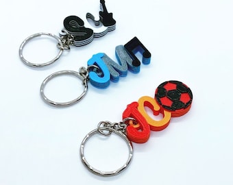 Multi-colour Personalised Initial Keyring, Letter Key Ring, Gifts under 5, Party Bag Filler, 3D printed keychain,Keychain Favours,School Bag