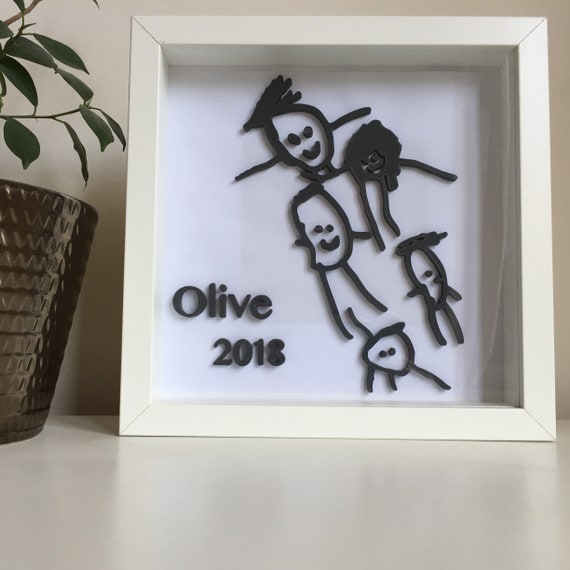 Cadre photo personnalisé, dessin de votre enfant, cadeau spécial