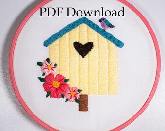 Birdhouse Embroidery PDF Pattern / Embroidery Pattern / Beginners Embroidery / Animal Embroidery / Beginners Embroidery Pattern