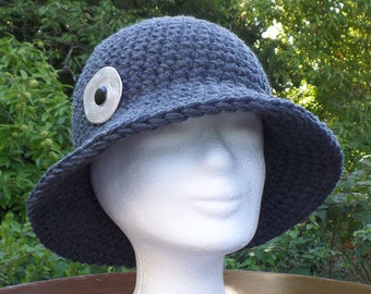 Elegante en warme wollen hoed, gehaakt, 100% merinowol, antraciet