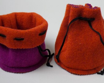 Kleines Wolltäschchen für Schnickschnack orange/pink