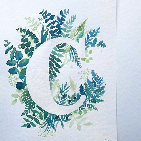 Lettre initiale / monogramme aquarelle