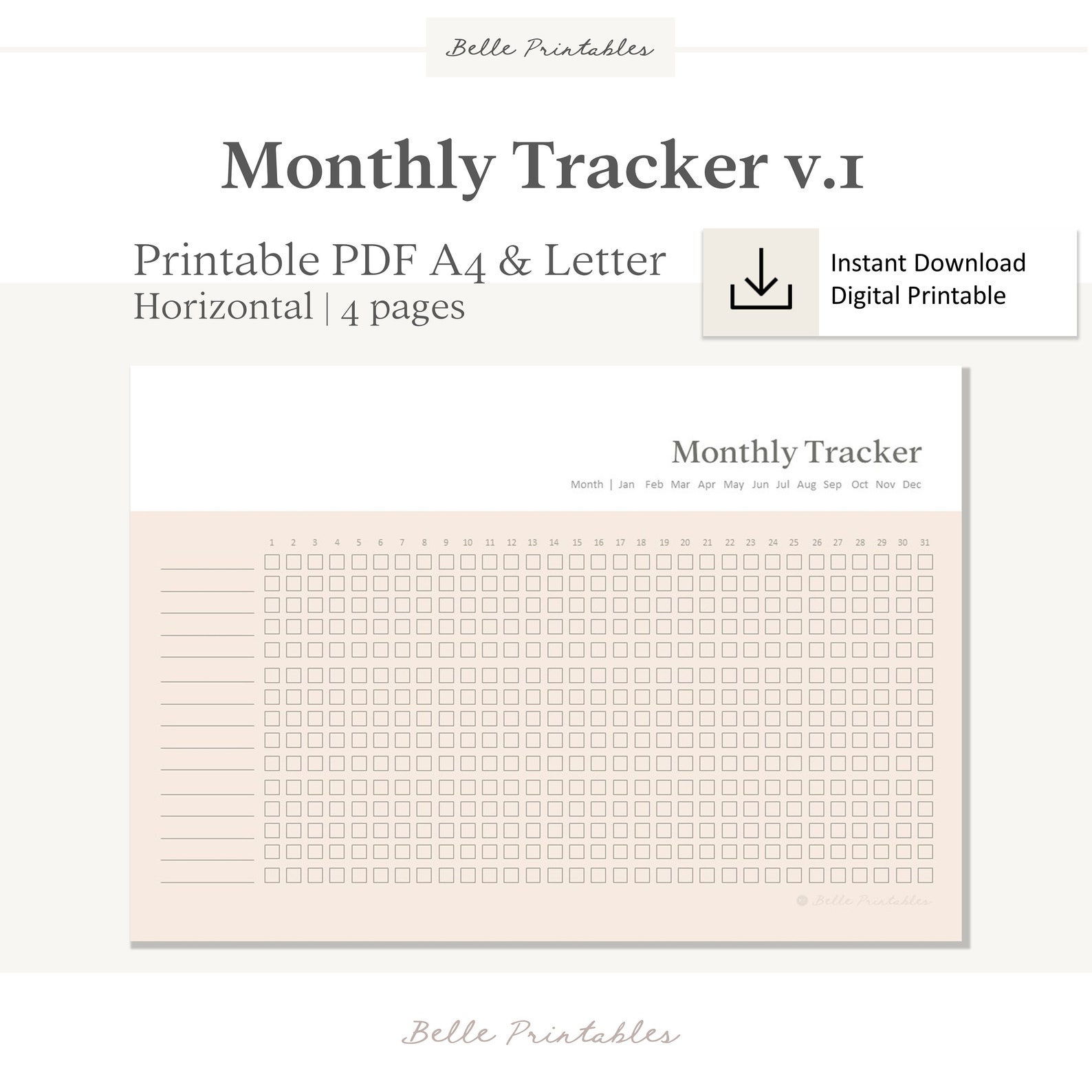 Monthly Tracker V1 Value Bundle | Habit Tracker | Digital Printable ...