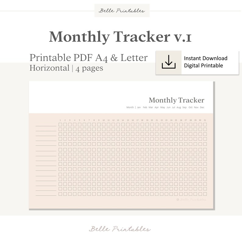 Monthly Tracker V1 Value Bundle | Habit Tracker | Digital Printable ...