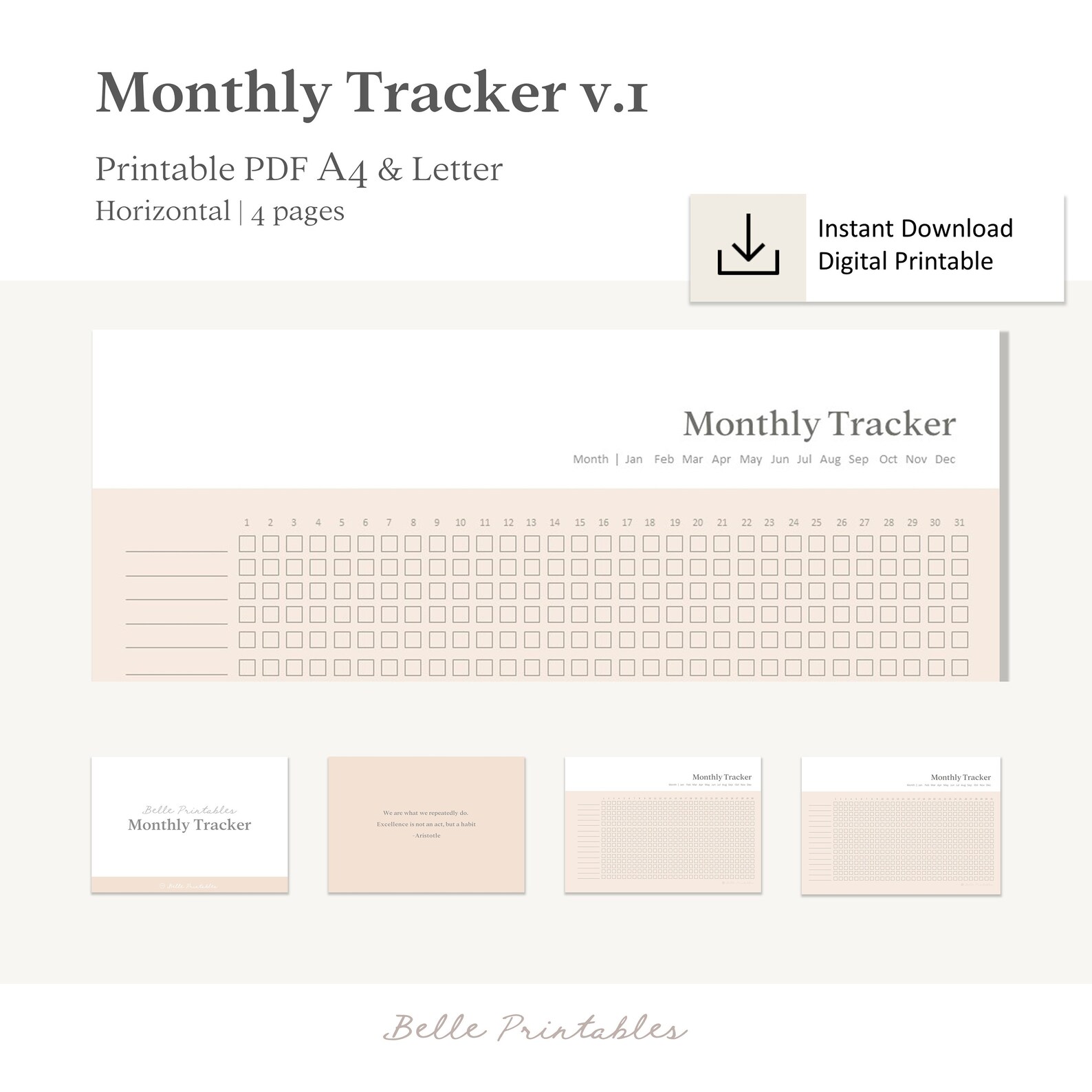 Monthly Tracker V1 Value Bundle | Habit Tracker | Digital Printable ...