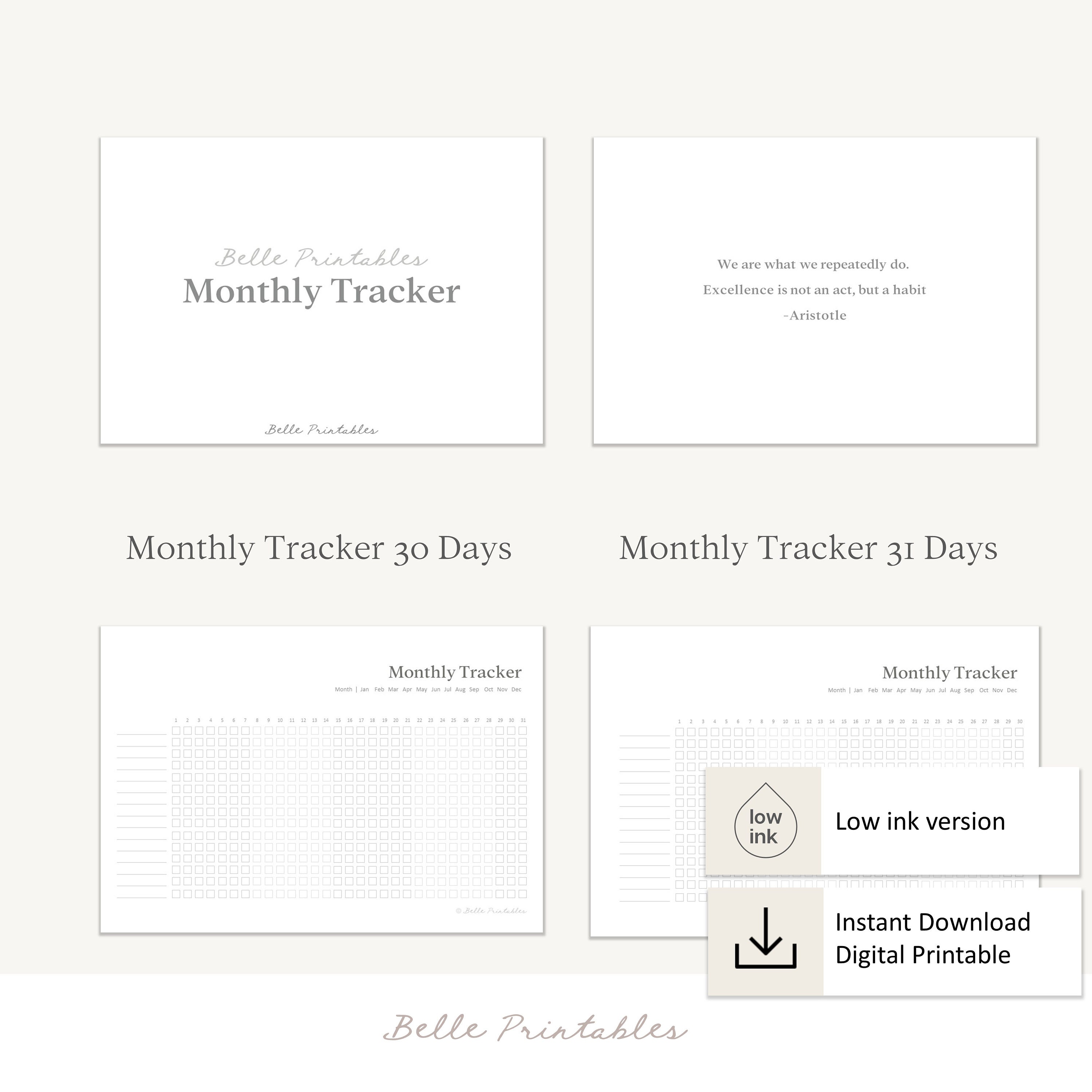 Monthly Tracker V1 Value Bundle | Habit Tracker | Digital Printable ...