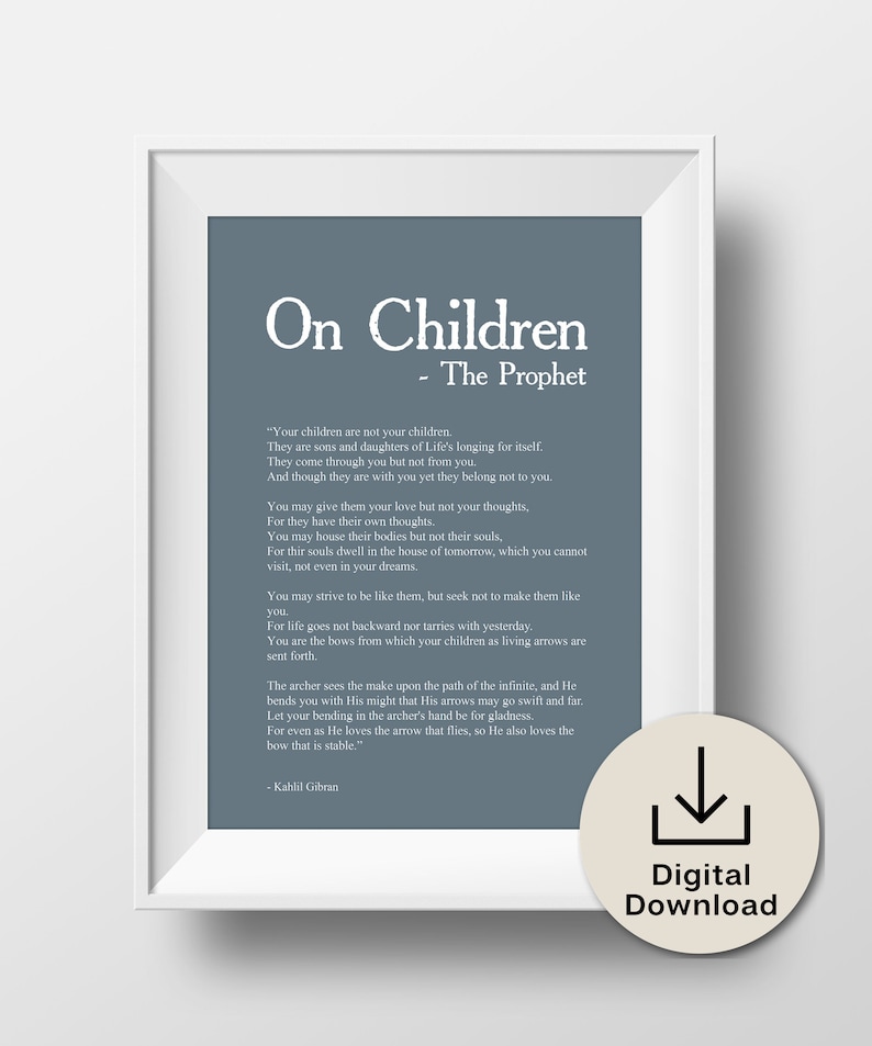 On Children Kahlil Gibran the Prophet Poem Print, Baby Shower Gift ...