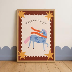 Arte murale motivazionale per ragazze, stampa "La magia vive in te", decorazione per la camera da letto di ragazze con cavalli, stampabile per la cameretta dei bambini con pony