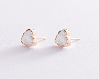 Earrings fashion yellow gold 14K 585 Opal minimalism, original style, top earrings , girls gift, Jewelry of Ukraine,Made with love,