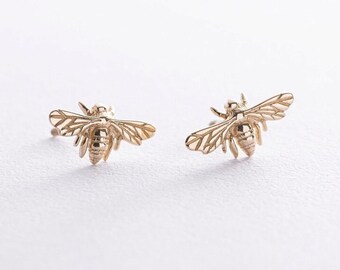 Earrings yellow gold 14K 585 fashion , jewelry of Ukraine,broach gift for her anniversary,