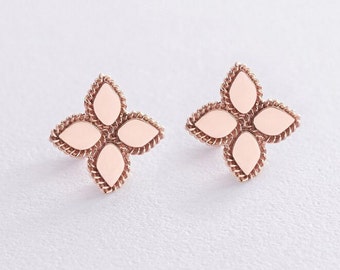 Earrings  rose gold 14K  gift for her, fashion style, made in Ukraine , 14 mm
