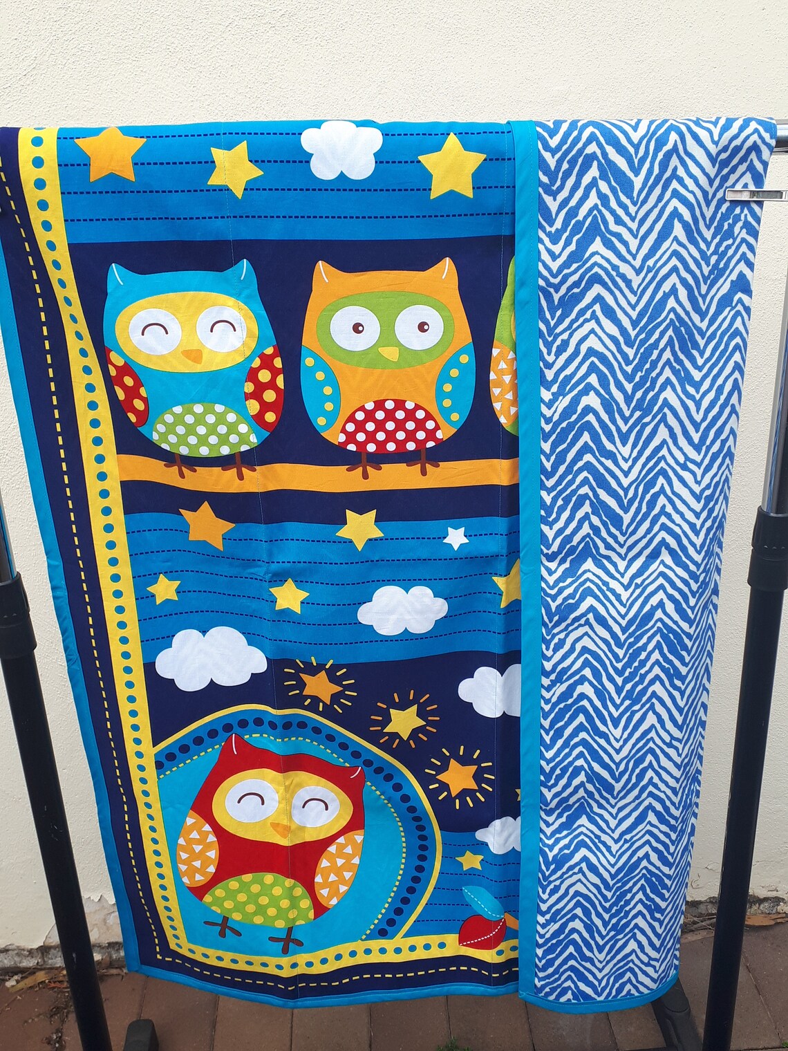 Owl Play Mat Baby Toddler Preschooler Water Resistant Blue Etsy