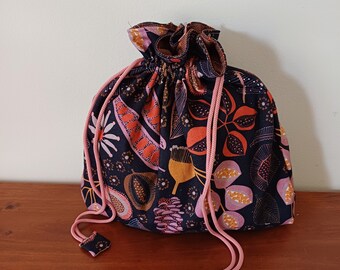 Jocelyn Proust/ Drawstring Bag/Lined/Cotton Fabric/Lingerie Bag/Size Options