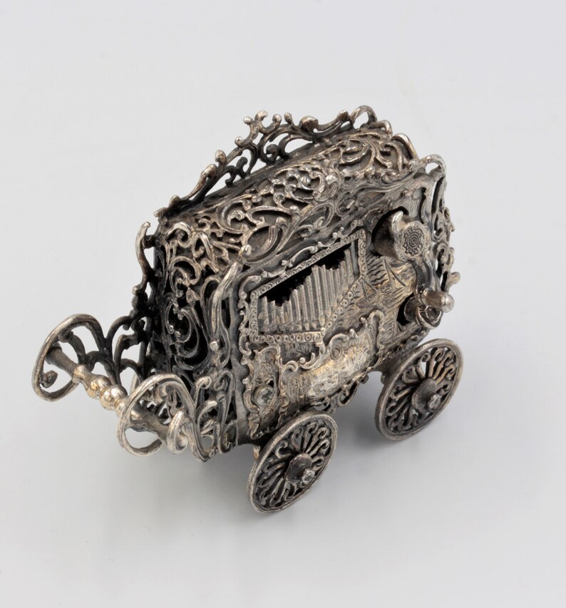 Unusual Novelty Miniature music box Barrel Organ Silver plated Etsy