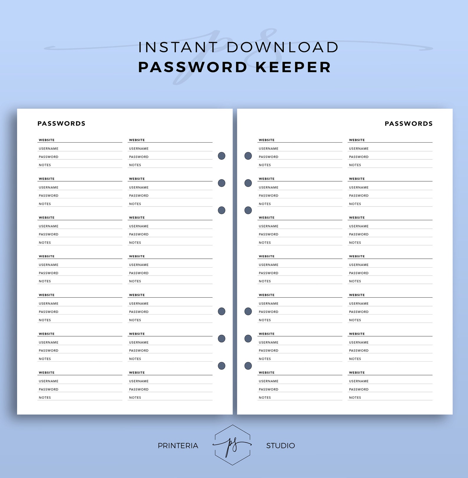 Password Tracker A4 A5 Letter & Filofax Personal - Etsy