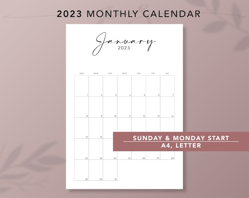 2023 Calendar Printable 2023 Year at a Glance Printable - Etsy New Zealand