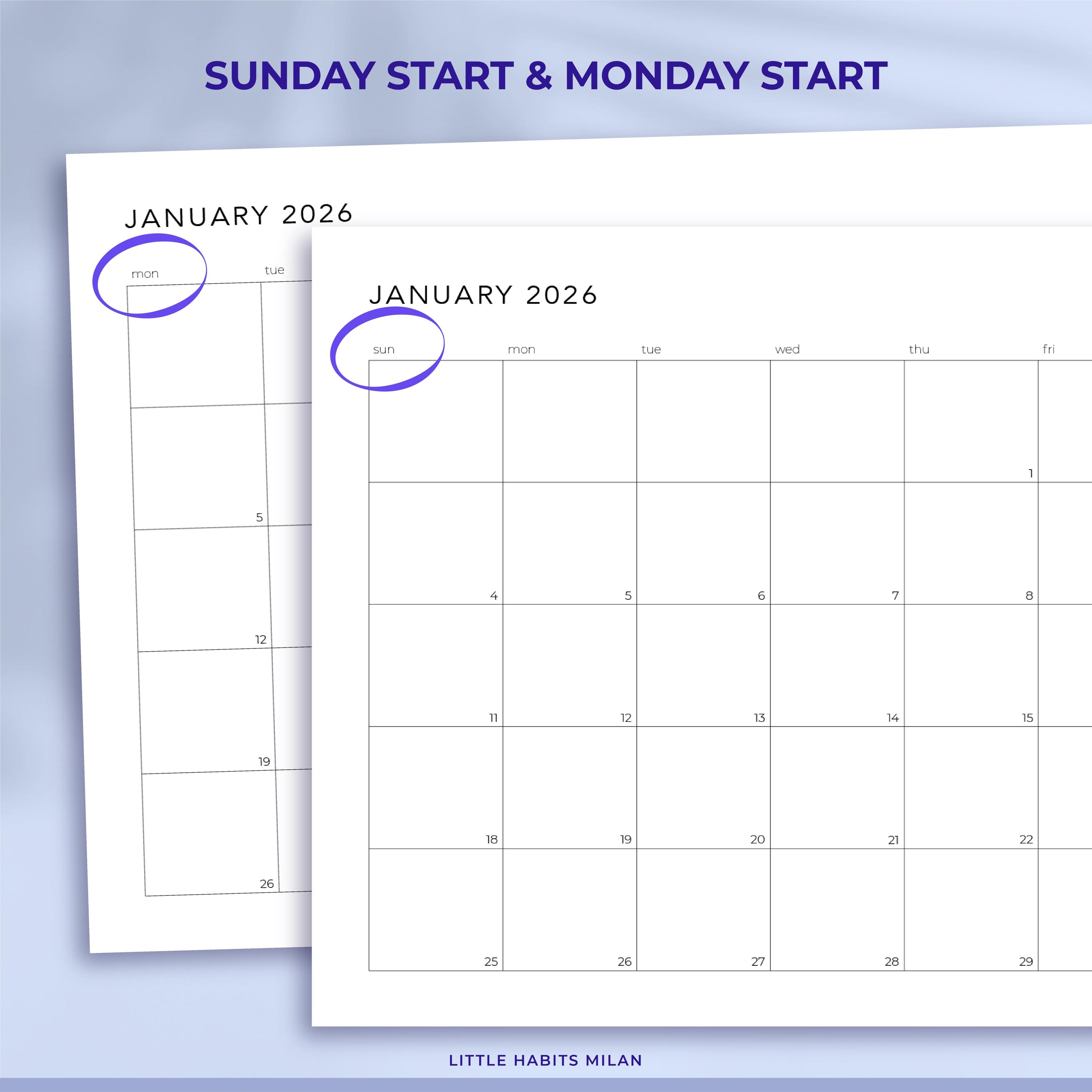 2026 Calendar | Printable Monthly Planner in A4 and Letter Sizes - Etsy