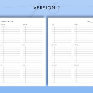 Year at a Glance on 2 Pages, Yearly Overview Printable, Yearly Planner ...