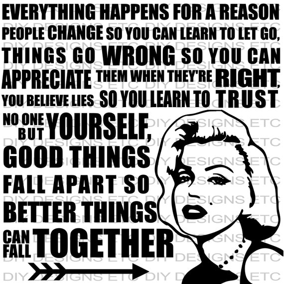 Marilyn Monroe Everything Happens For A Reason Digital File Etsy