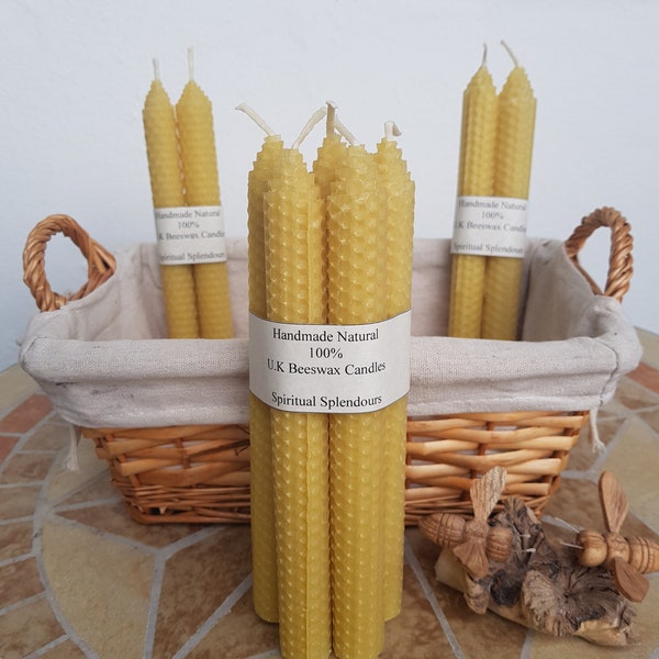 Natural Rolled Beeswax Taper Candles