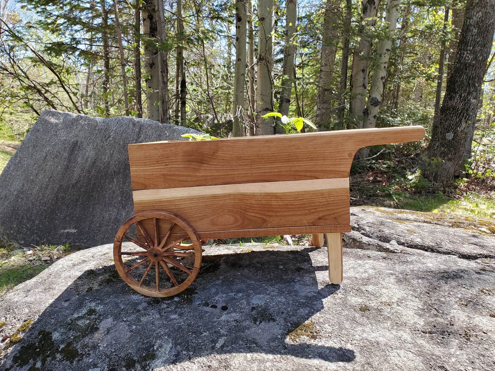 Solid Cherry Wood Garden Cart Indoor Planter Etsy