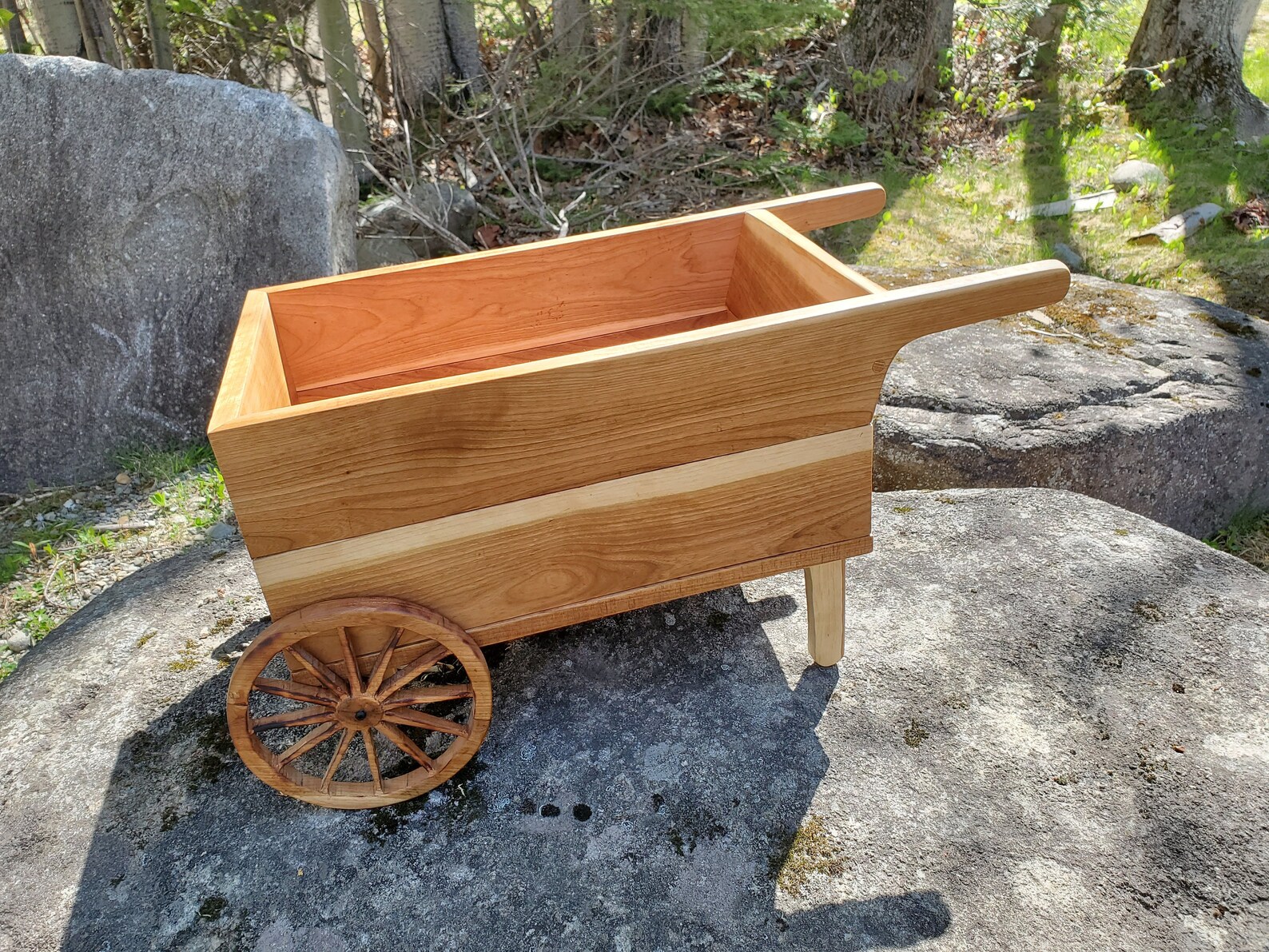 Solid Cherry Wood Garden Cart Indoor Planter Etsy