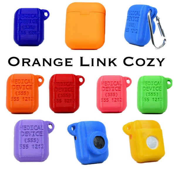 Orange Link Case - 3D Printed Rubberized Case with option for Airtag or Tile - Customize with your phone Number!