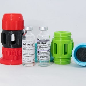 Lantus / Admelog 10ml - 3 Piece 3D Printed Insulin Vial Vessel Protective Case