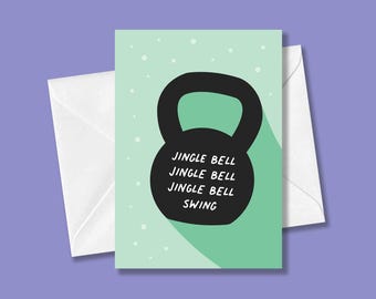 Jingle Bell Swing Holiday Christmas Card | Kettlebell, Crossfit, Fitness, Jiu Jitsu, Martial Arts, Weightlifting