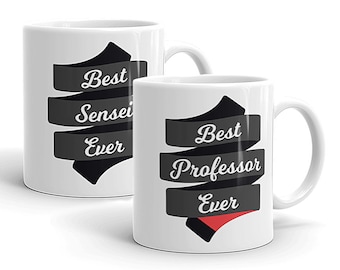 Best Sensei/Professor Ever Mug | Gifts for Jiu Jitsu, BJJ, Martial Arts, Karate, Judo, Hapkido, Aikido, Coaches, Black Belts | Birthdays