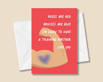 For Training Partners | Roses Are Red, Bruises Are Blue Greeting Card  | Martial Arts, Jiu Jitsu, Sports, Fitness