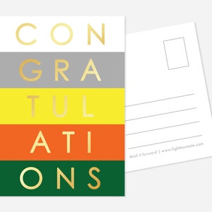 Carte postale BJJ de félicitations de feuille d'or de couleurs de Jiu Jitsu pour enfants | Cadeaux promotionnels de ceinture