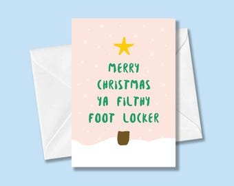 Merry Christmas Ya Filthy Foot Locker Greeting Card | Jiu Jitsu, Nogi, Grappling, MMA, Martial Arts
