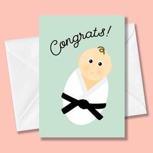 Carte de voeux de ceinture noire pour bébé de Zazzle.be Liste d'envies Vous avez des idées ? Jiu Jitsu, arts martiaux, karaté, taekwondo, judo, akido