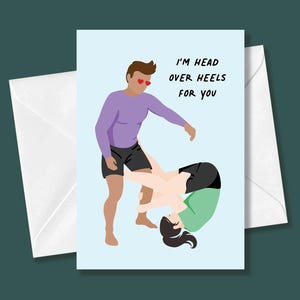 Head Over Heels For You Greeting Card | Martial Arts, Jiu Jitsu, Nogi, Heel Hooks, MMA, Valentines, Birthday Gifts