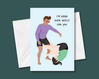 Head Over Heels For You Greeting Card | Martial Arts, Jiu Jitsu, Nogi, Heel Hooks, MMA, Valentines, Birthday Gifts