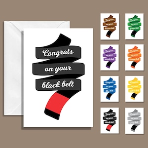 All Belt Colors! Congrats on Your Belt Promotion | Jiu Jitsu Greeting Card | Black, Brown, Purple, Blue, Green, Orange, Yellow, Grey