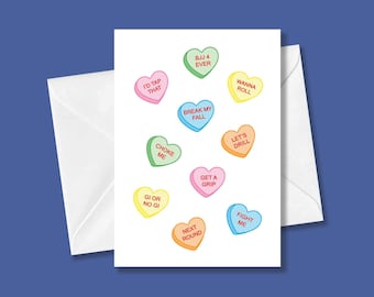Jiu Jitsu Candy Hearts Valentine Greeting Card