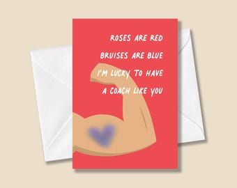 For Coach | Roses Are Red, Bruises Are Blue Greeting Card  | Martial Arts, Jiu Jitsu, Sports, Fitness