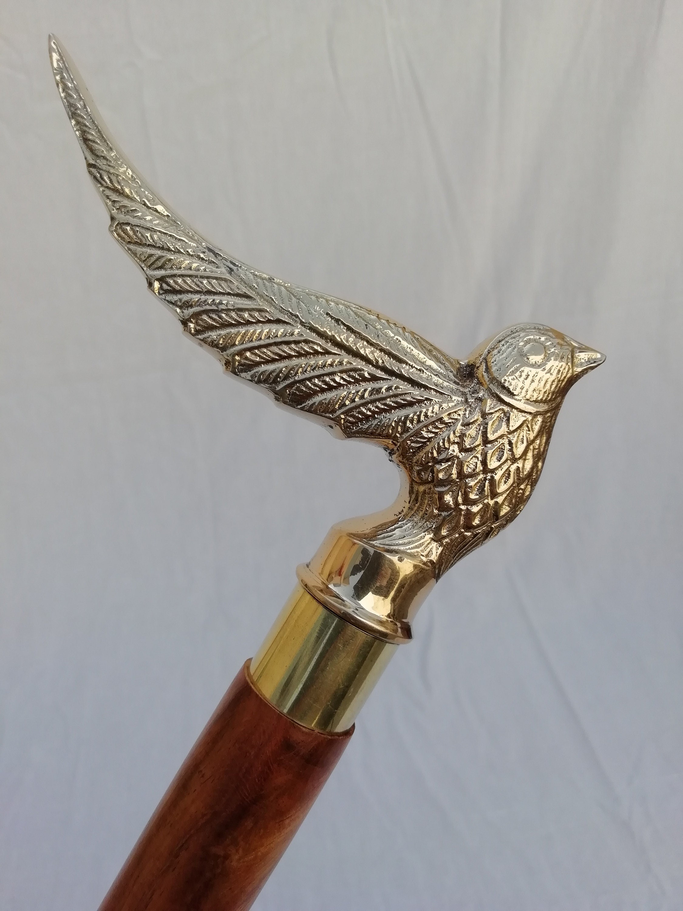 Walking Stick Bird Head Walking Cane Affordable Item Brass Etsy
