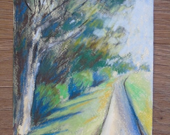 Original impressionist soft pastel landscape painting // affordable art // 15cm x 21cm
